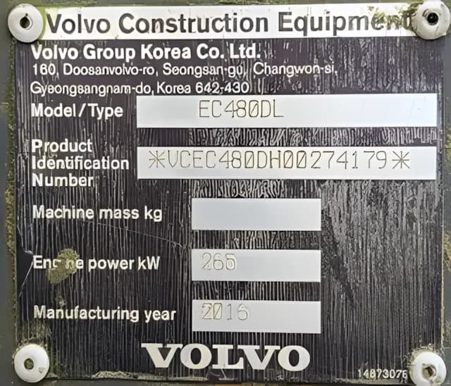 USED | Volvo EC480DL 2016 Excavator – High-Powered | EV131 - Image 7