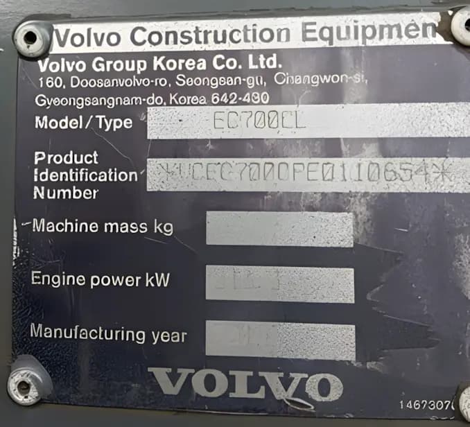 Volvo | Excavator | EC700CL | EV121 | 2014 | Used - Image 9